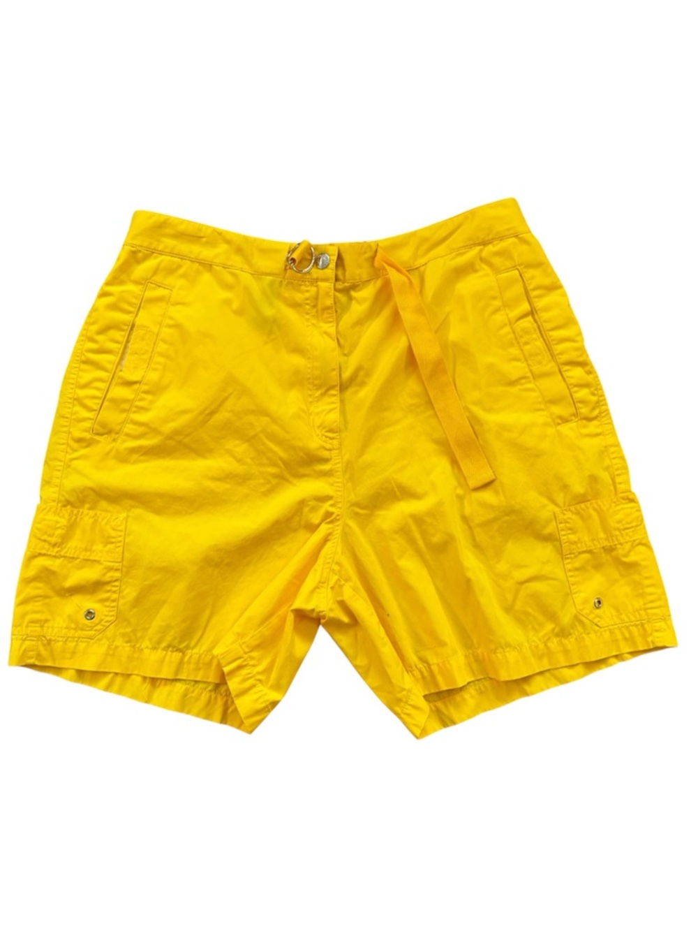 Lauren Ralph Lauren Yellow Cotton Shorts with Pink Waistband Detail